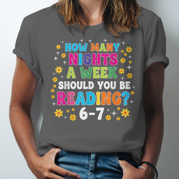 How Many Nights A Week Should You Be Reading 6-7 Book Lovers Unisex Jersey T-Shirt