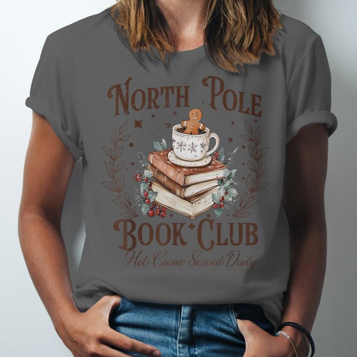 North Pole Book Club Hot Cocoa Served Daily Librarian Xmas Unisex Jersey T-Shirt North Pole Book Club Hot Cocoa Served Daily Librarian Xmas Unisex Jersey T-Shirt