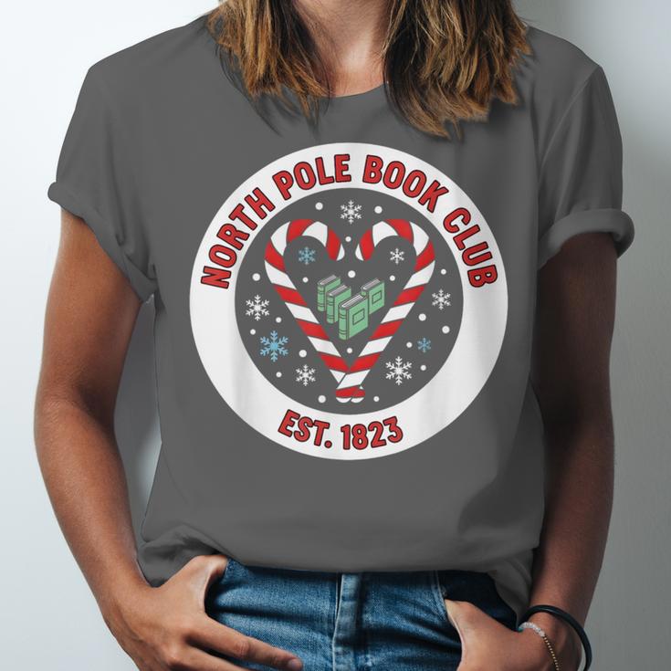 North Pole Book Club Shirt Candy Cane Christmas Unisex Jersey T-Shirt