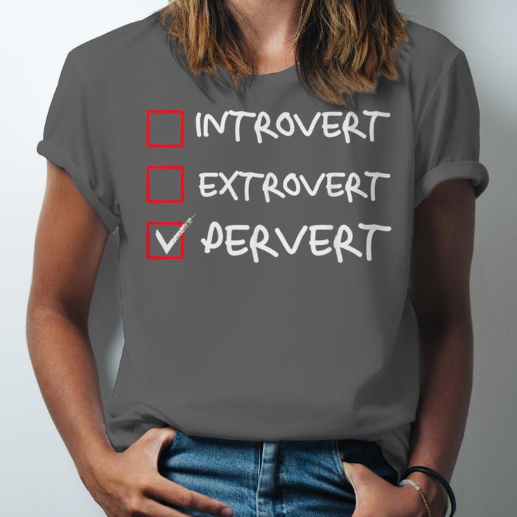 Not Introvert Not Extrovert Pervert Visual Joke Ambivert Unisex Jersey T-Shirt