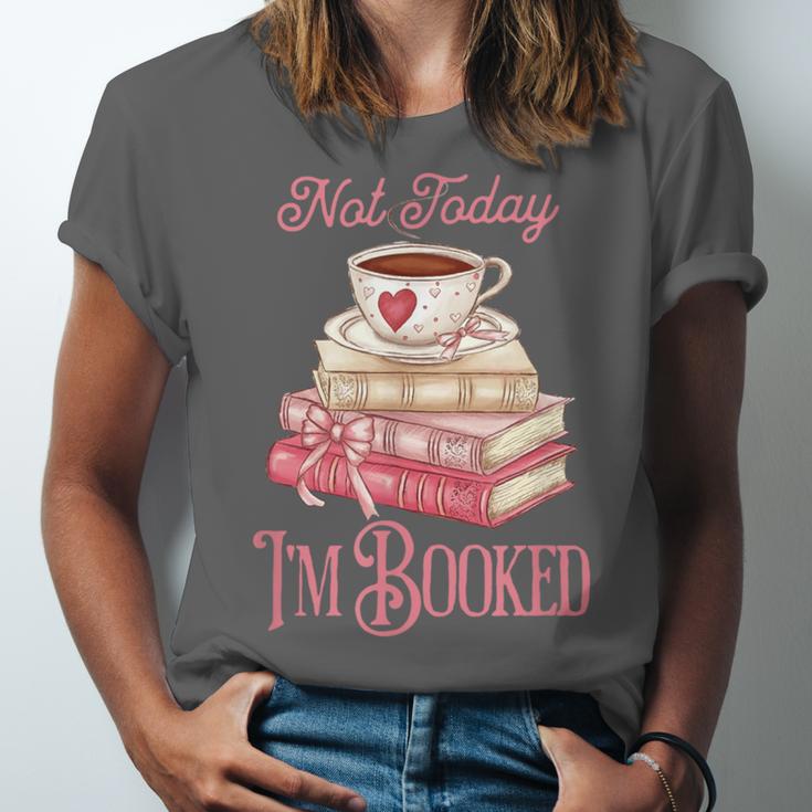 Not Today I'm Booked Book Lover Book Stack Coquette Bow Unisex Jersey T-Shirt
