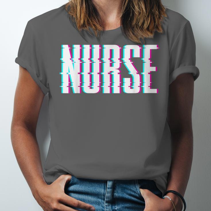 Nurse Glitch Aesthetic Graduation Nurse Glitch Graphic Art Unisex Jersey T-Shirt