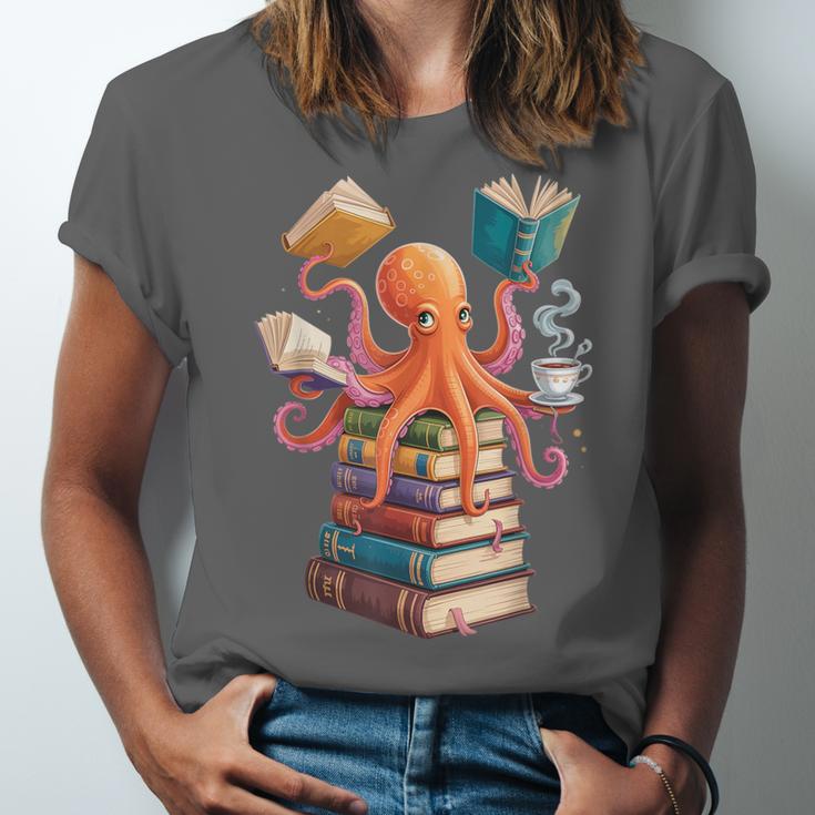 Octopus Book Reading Book Reader Ocean Octopus Unisex Jersey T-Shirt