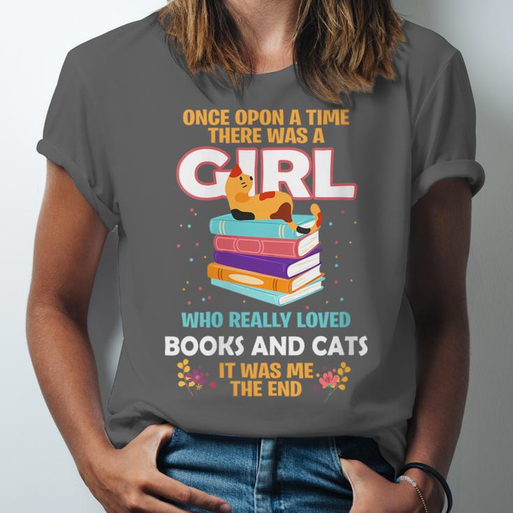 Once Upon A Time There Was A Girl Who Loves Books And Cats Unisex Jersey T-Shirt