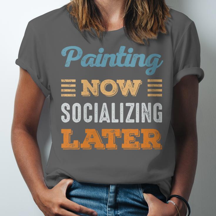 Painting Now Minimal Socializing Introvert Vintage Unisex Jersey T-Shirt