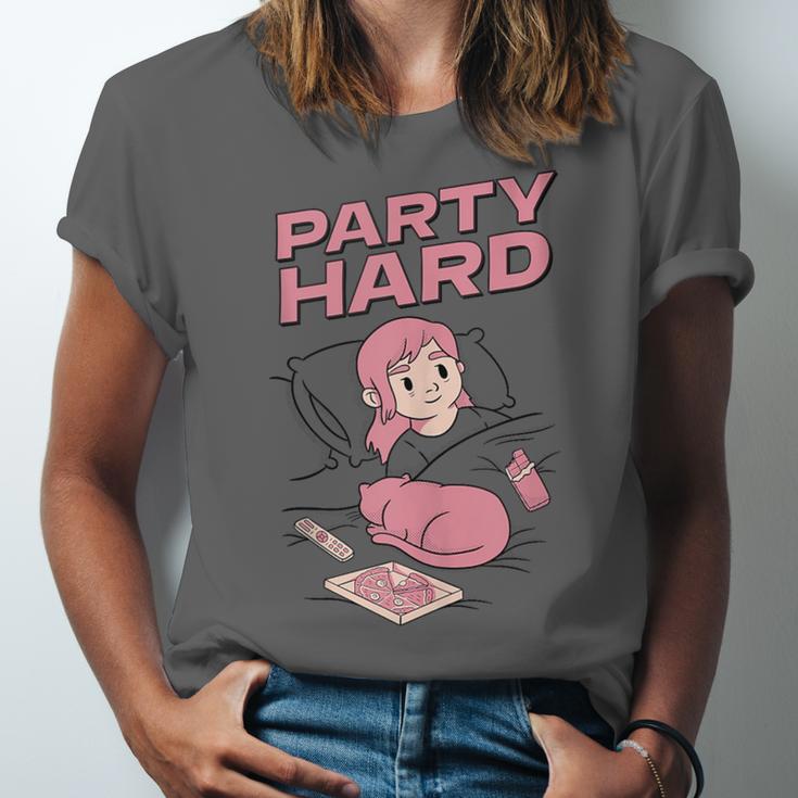 Party Hard Comfortable Stay At Home Introvert Unisex Jersey T-Shirt Party Hard Comfortable Stay At Home Introvert Unisex Jersey T-Shirt