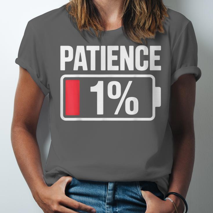 Patience 1 Battery Low Mood Tired Introvert Humor Unisex Jersey T-Shirt Patience 1 Battery Low Mood Tired Introvert Humor Unisex Jersey T-Shirt