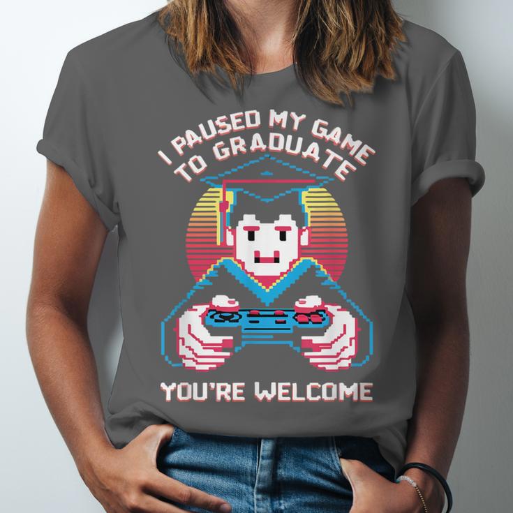I Paused My Game To Graduate 2024 Gamer Graduation Unisex Jersey T-Shirt