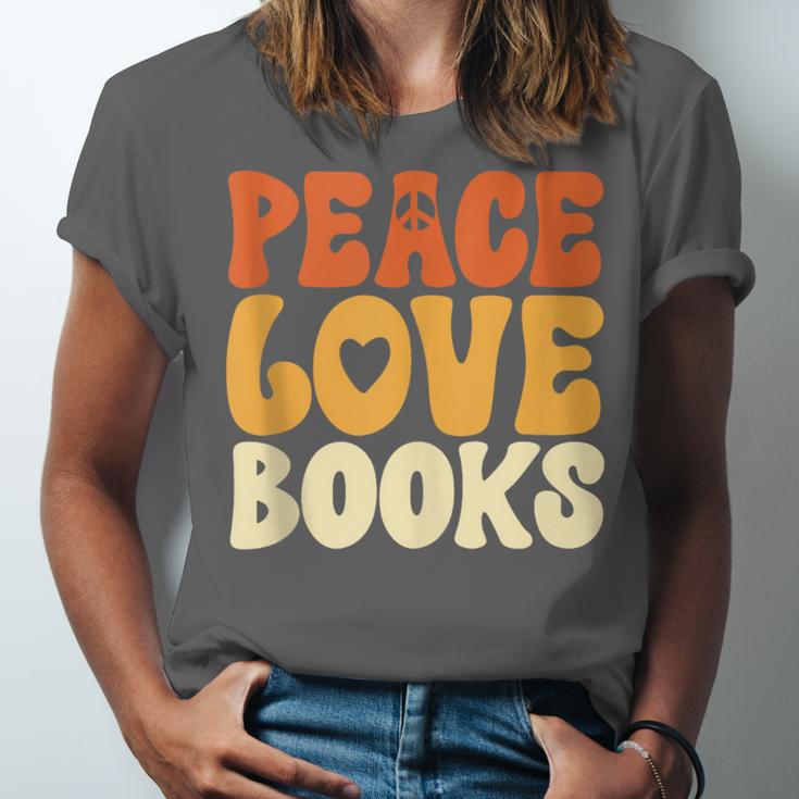 Peace Love Books Men Women Unisex Jersey T-Shirt Peace Love Books Men Women Unisex Jersey T-Shirt