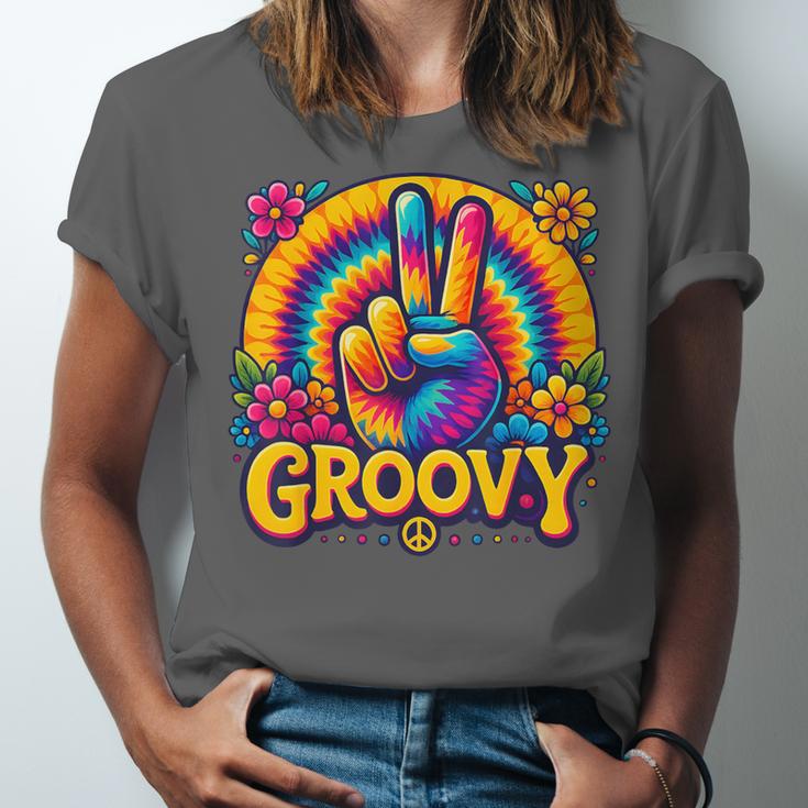 Peace Sign Groovy Vibes Costume Nostalgia Tie Dye Fashion Unisex Jersey T-Shirt
