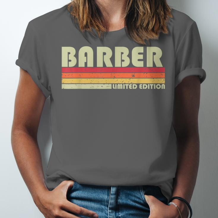 Personal Christmas Retro Vintage Graduation BARBER Job Title Profession Birthday Worker Idea Unisex Jersey T-Shirt