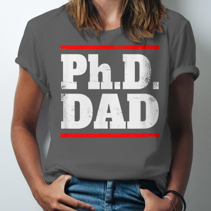 PHD DAD Shirt Doctorate Graduation Fathers Day Unisex Jersey T-Shirt