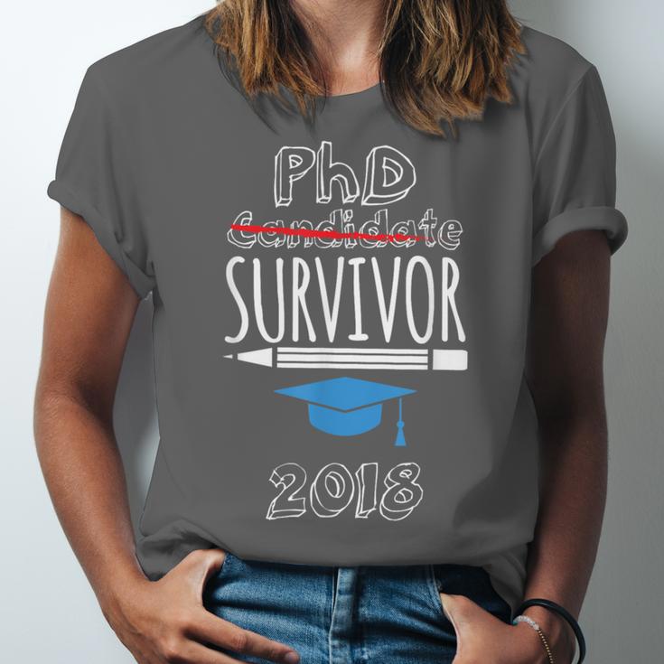 PhD Survivor 2018 Tshirt For PhD Graduates Graduation Gift Unisex Jersey T-Shirt