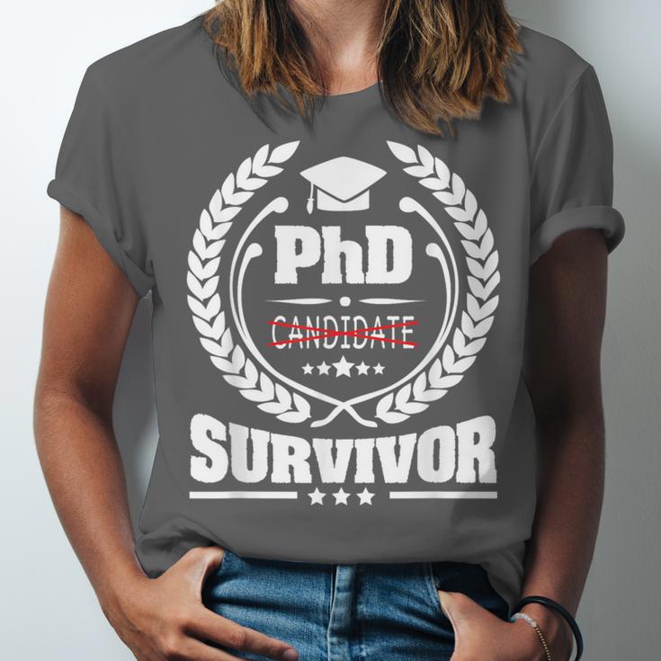 PhD Survivor Doctorate Graduate Shirt Graduation Unisex Jersey T-Shirt
