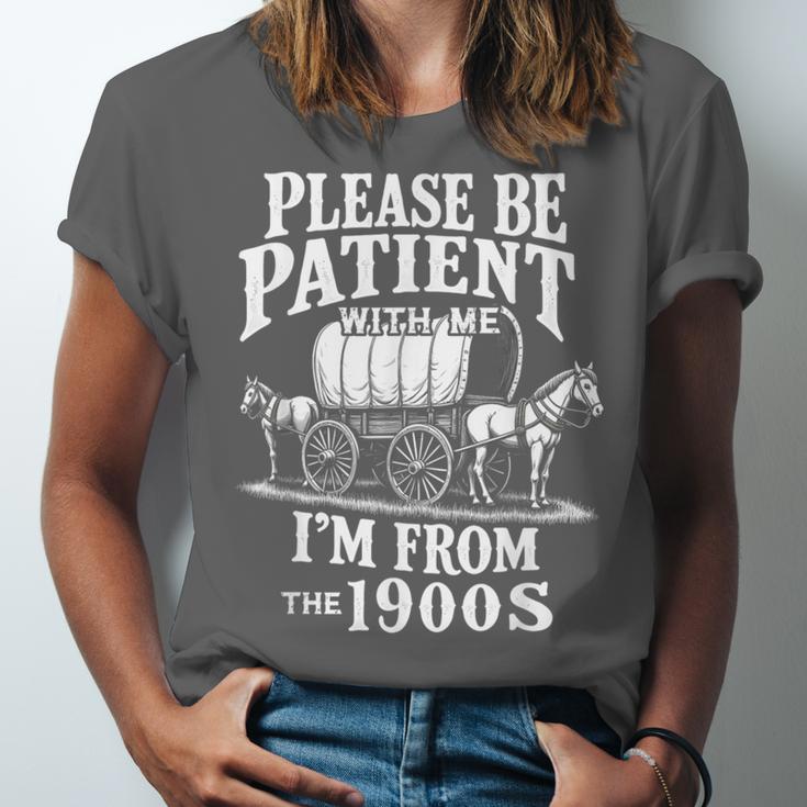 Playful Pace Humor Please Be Patient I'm From The 1900s Unisex Jersey T-Shirt