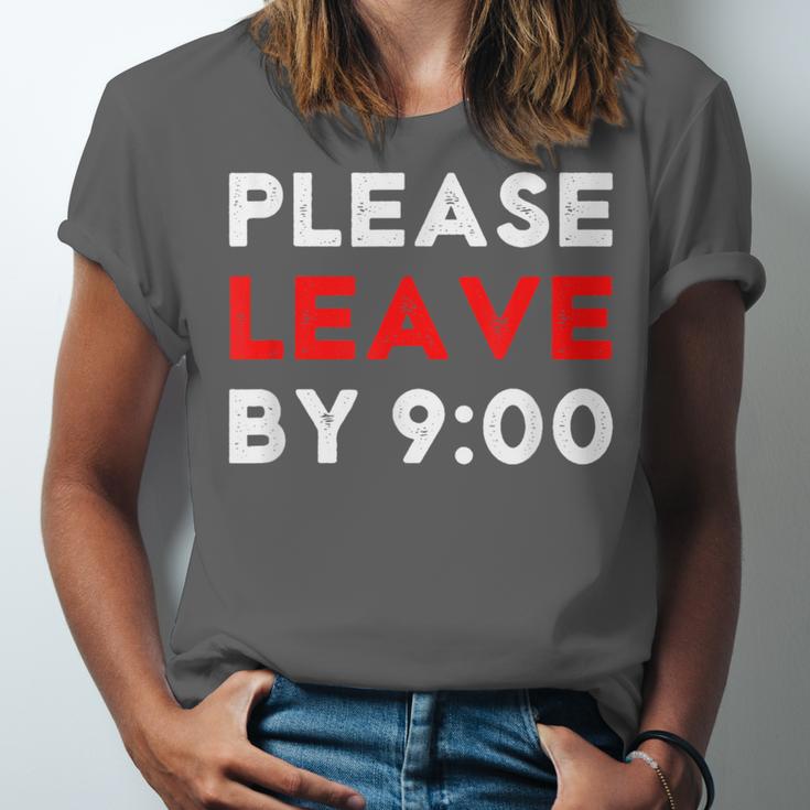 Please Leave By 9 Introvert Party Anti-Social Birthday Unisex Jersey T-Shirt Please Leave By 9 Introvert Party Anti-Social Birthday Unisex Jersey T-Shirt