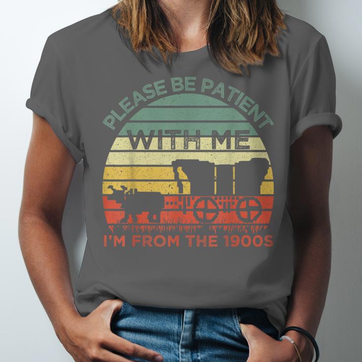 Please Be Patient With Me I'm From The 1900s Vintage Sunset Unisex Jersey T-Shirt