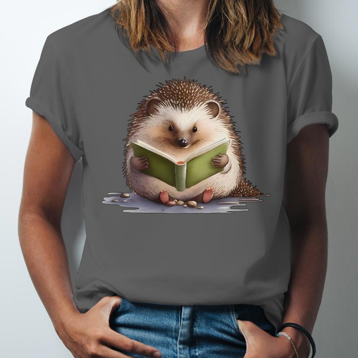Porcupine Reading Book Hedgehog Book Lover Unisex Jersey T-Shirt