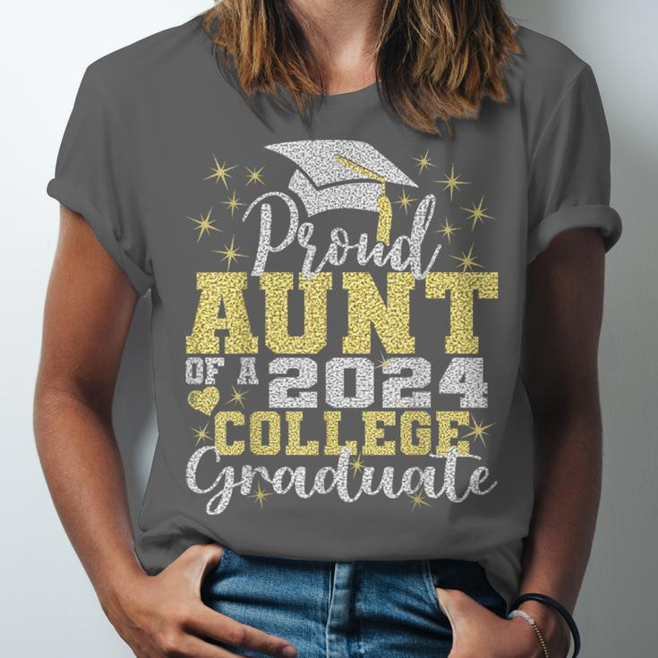 Proud Aunt Of 2024 College Graduate Family 24 Graduation Unisex Jersey T-Shirt
