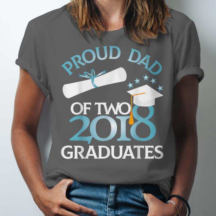 Proud Dad Of Two 2018 Graduates Twin Dads Graduation Unisex Jersey T-Shirt
