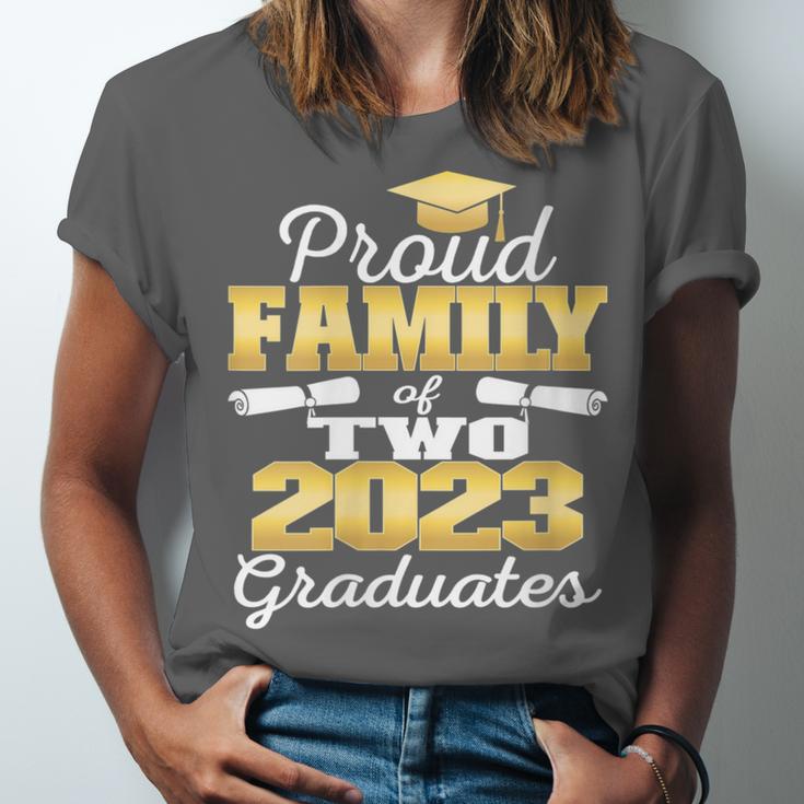 Proud Family Of Two 2023 Graduate Class 2023 Graduation Unisex Jersey T-Shirt