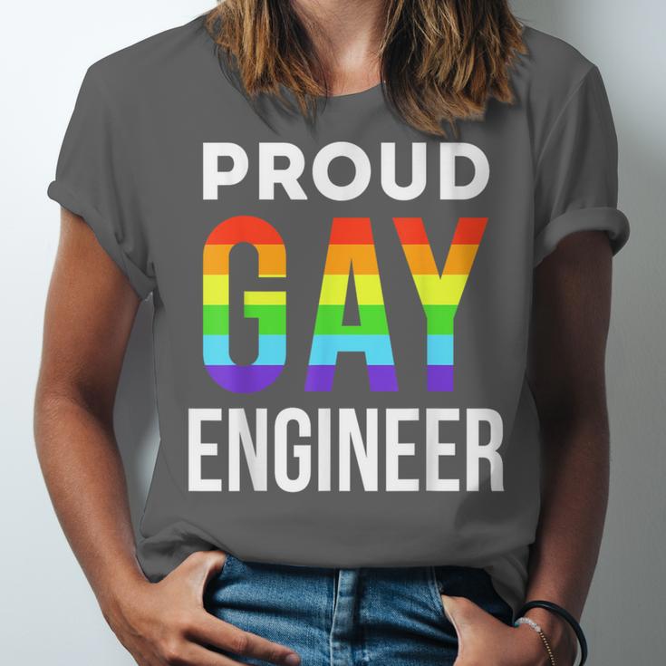 Proud Gay Engineer LGBTQ Rainbow Engineering Graduation Unisex Jersey T-Shirt