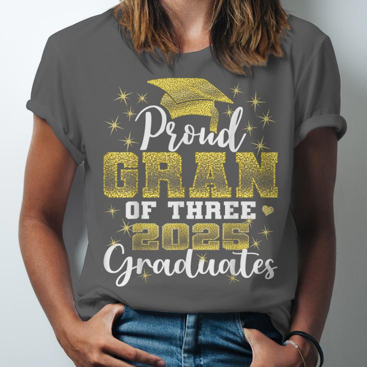 Proud Gran Of Three 2025 Graduates Graduation Family Unisex Jersey T-Shirt