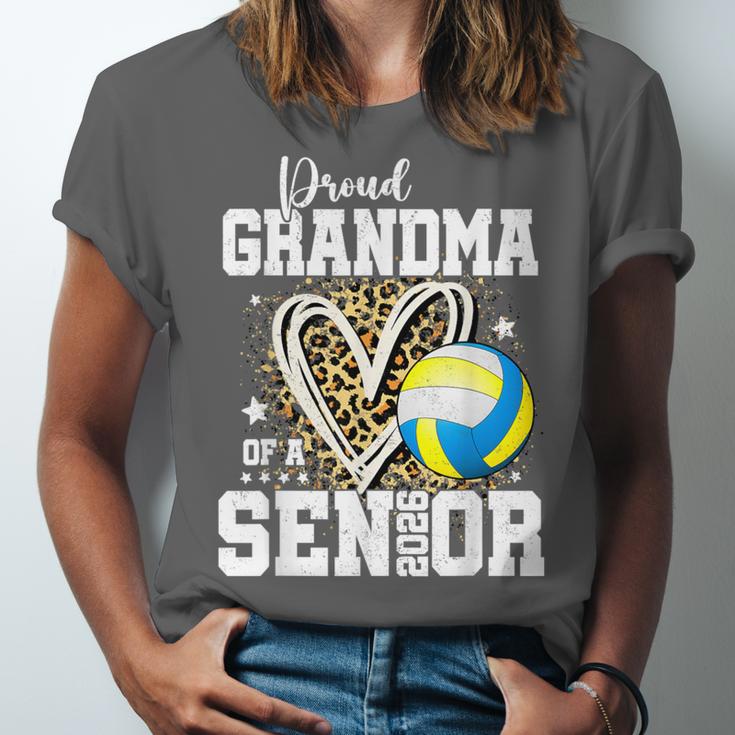 Proud Grandma Of A 2026 Senior Volleyball Graduation Leopard Unisex Jersey T-Shirt