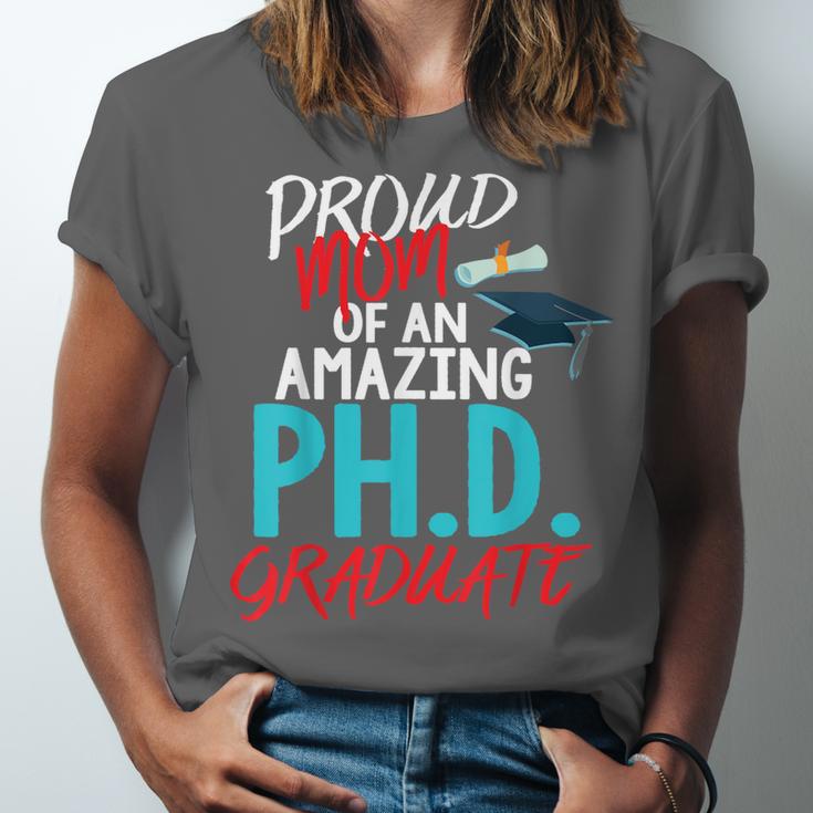 Proud Mom PhD Doctoral Graduation Doctorate Degree Unisex Jersey T-Shirt