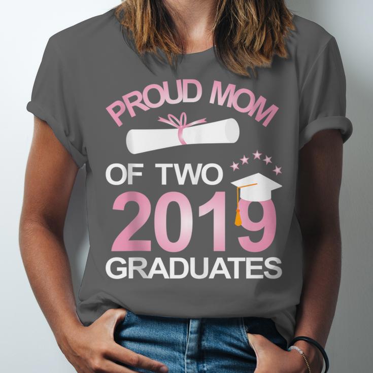 Proud Mom Of Two 2019 Graduates Twin Mama Mother Graduation Unisex Jersey T-Shirt