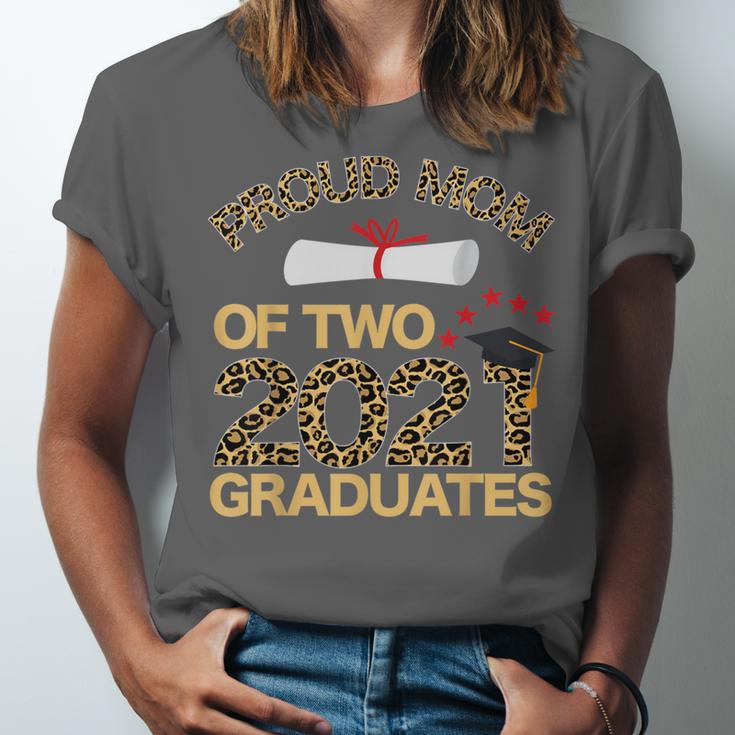 Proud Mom Of Two 2021 Graduates Twin Mama Graduation Leopard Unisex Jersey T-Shirt