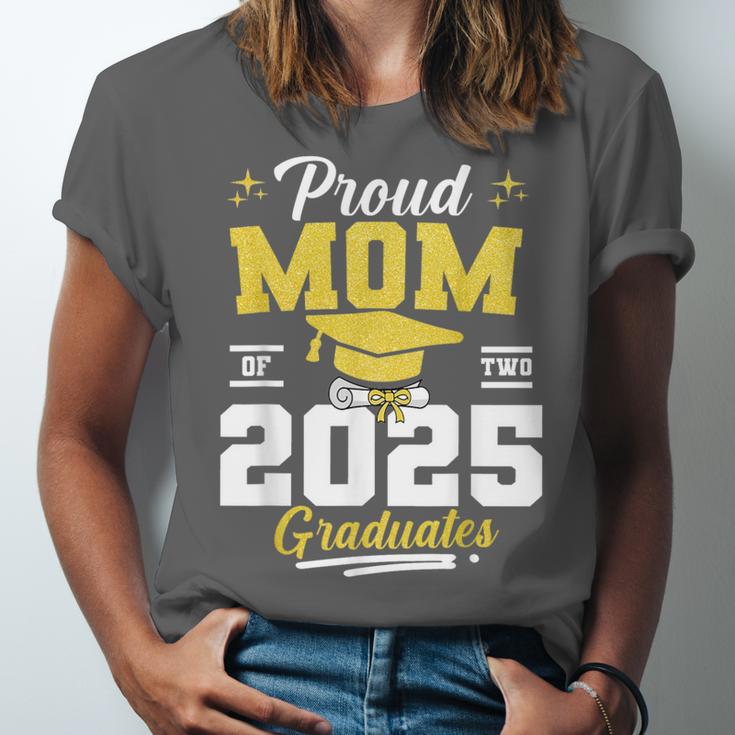 Proud Mom Of Two Class Of 2025 Graduates Twins Graduation Unisex Jersey T-Shirt