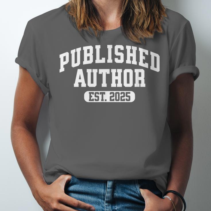 Proud Published Author 2025 Mom Dad Vintage Poet Book Writer Unisex Jersey T-Shirt