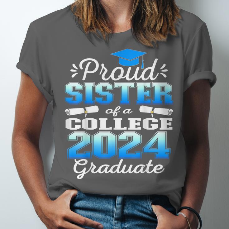 Proud Sister Of 2024 College Graduate Family 24 Graduation Unisex Jersey T-Shirt