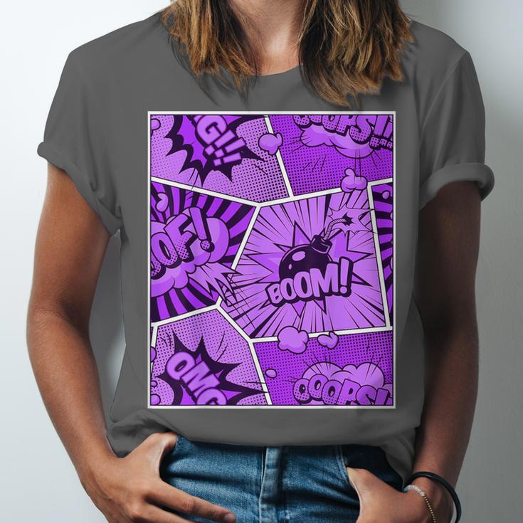 Purple Comic Book Purple Color Graphic Unisex Jersey T-Shirt