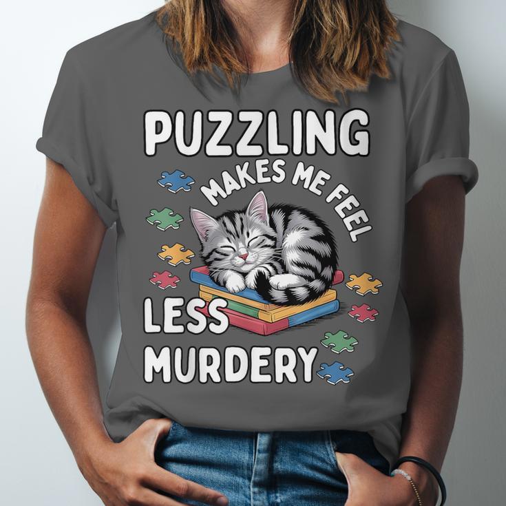 Puzzling Makes Me Feel Less Murdery Introvert Puzzle Cat Unisex Jersey T-Shirt Puzzling Makes Me Feel Less Murdery Introvert Puzzle Cat Unisex Jersey T-Shirt