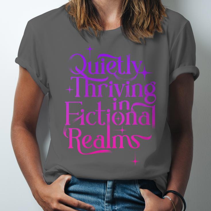 Quietly Thriving In Fictional Realms Book Lovers Unisex Jersey T-Shirt
