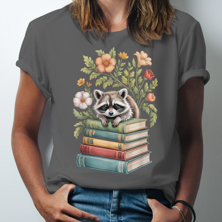 Raccoon Books Reading Flowers Unisex Jersey T-Shirt