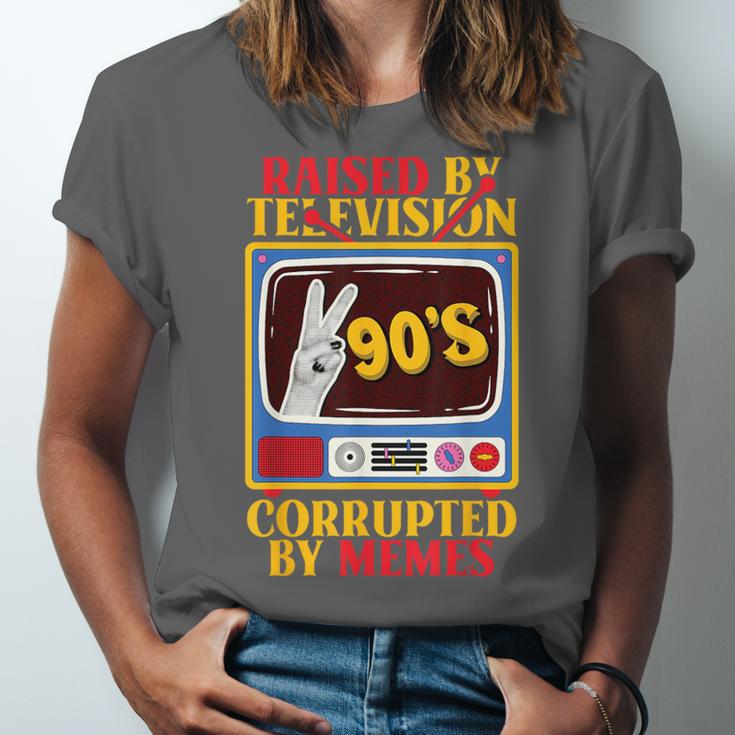 Raised By Television Corrupted By Memes Internet Nostalgia Unisex Jersey T-Shirt Raised By Television Corrupted By Memes Internet Nostalgia Unisex Jersey T-Shirt