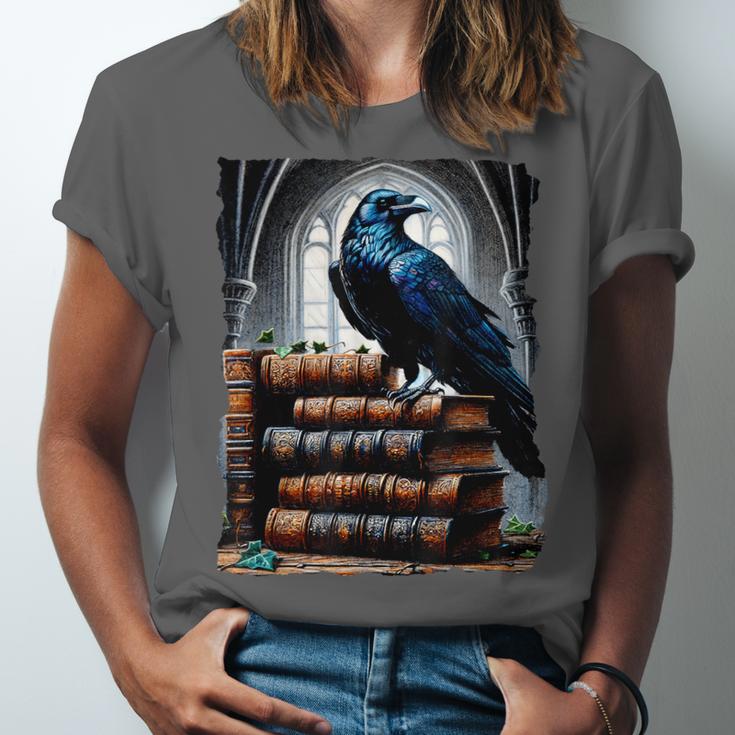 Raven On A Stack Of Books Wisdom Of Odin Unisex Jersey T-Shirt