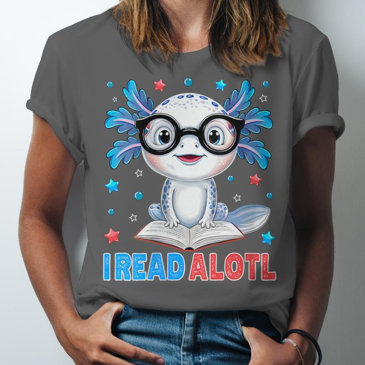 I Read Alotl Cute Axolotl Reading Book Lover Unisex Jersey T-Shirt