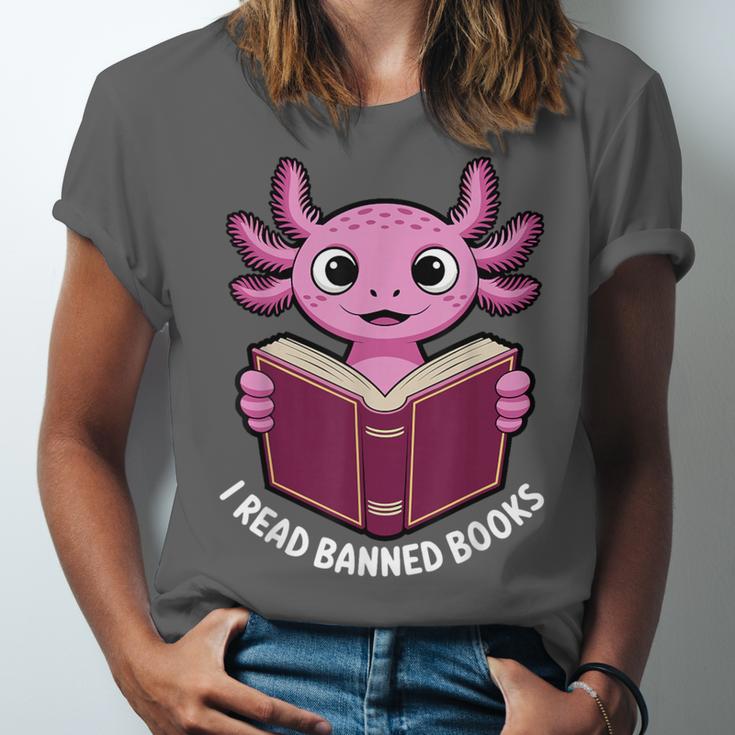 I Read Banned Books Axolotl Reading Unisex Jersey T-Shirt