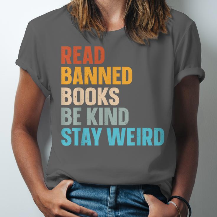Read Banned Books Be Kind Stay Weird Unisex Jersey T-Shirt