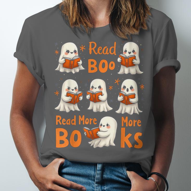 Read Boo KS Read More Bo KS Cute Ghost Reading Book Unisex Jersey T-Shirt