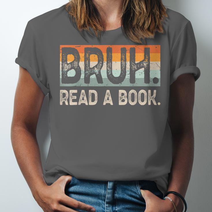 Read A Book Bruh Cool Ela English Teacher Reading Literature Unisex Jersey T-Shirt