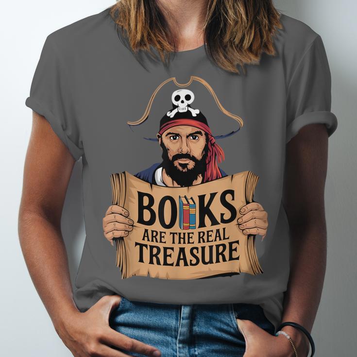 Read Book Reader Library Reading Librarian Pirate Bookworm Unisex Jersey T-Shirt