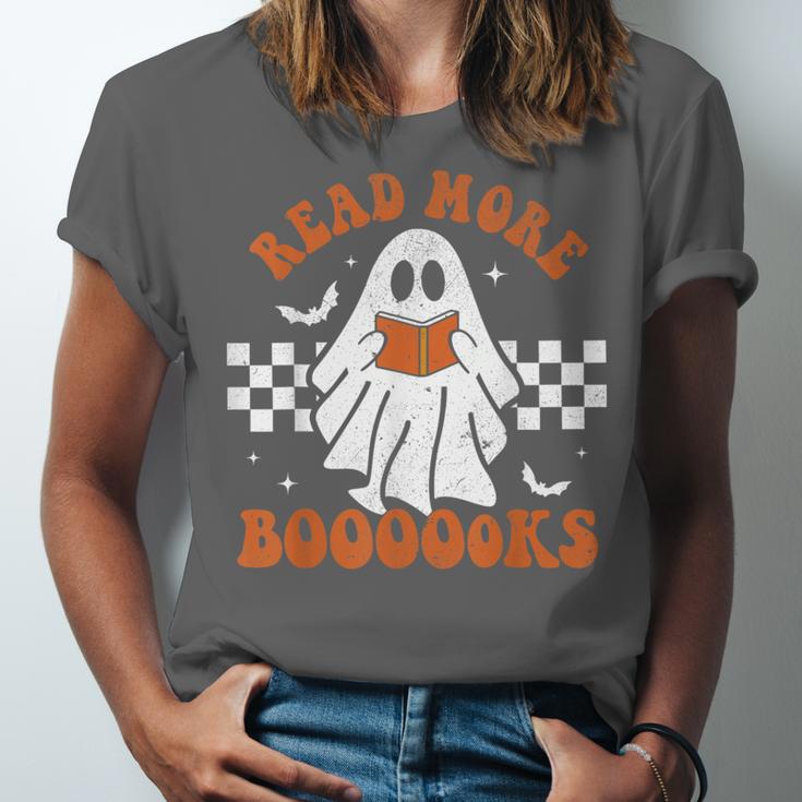 Read More Books Cute Ghost Reading Book Teacher Halloween Unisex Jersey T-Shirt