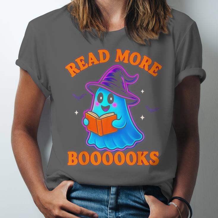 Read More Books Halloween Book Cute Ghost Reading Teaching Unisex Jersey T-Shirt