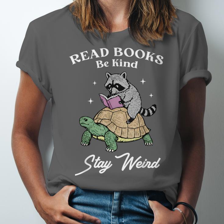 Read Books Be Kind Stay Weird Unisex Jersey T-Shirt