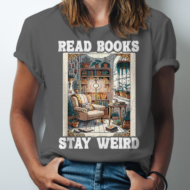 Read Books Stay Weird Book Lover Introvert Book Unisex Jersey T-Shirt